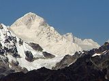 Kangchenjunga 06 04 Makalu Southeast Face from Mirgin La A long range view of the southeast face of Makalu (8546m) taken from the Mirgin La (4660m) between Kangchenjunga North and South base camps. On the right is Chomolonzo.